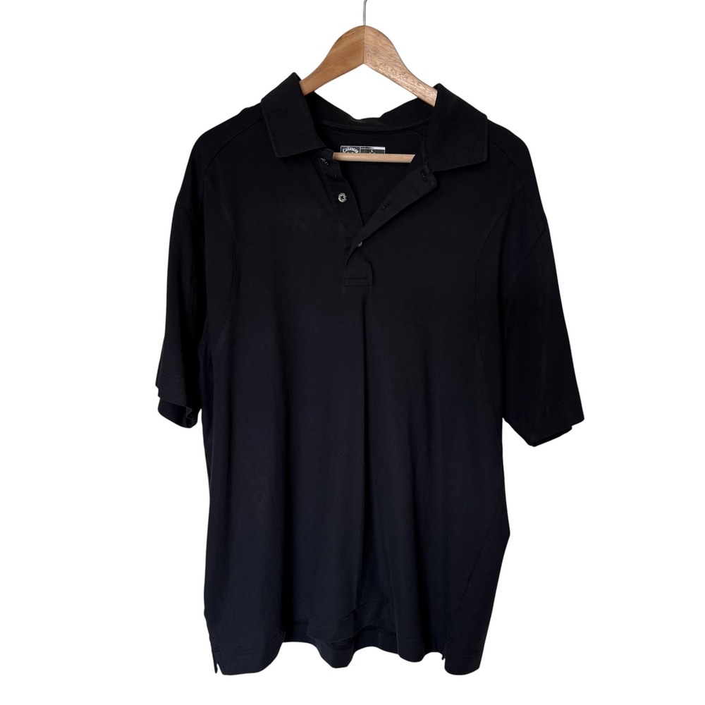 Callaway Polo Shirt Mens Large Black Excellent Short Sleeve Cotton Blend Stretch